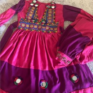 Pink and Purple Afghan Dress with Pants